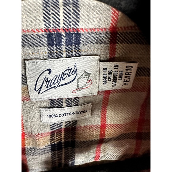 GRAYERS YOUTH PLAID FLANNEL BUTTON FRONT SHIRT SZ (YOUTH 10)‎   WORN ONCE   G-72 - Picture 2 of 4